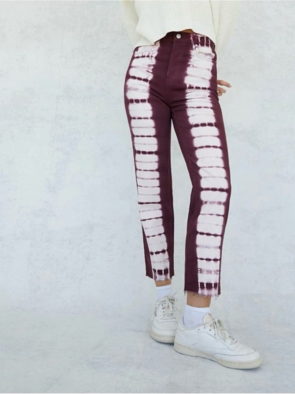 PacSun Maroon & White High-Rise Straight Jeans